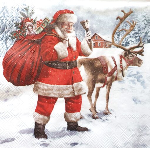 Șervețel – Santa with bell – 33×33 cm 1