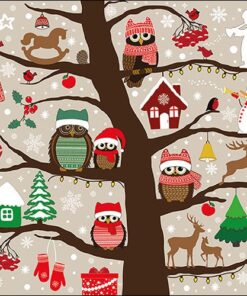 Șervețel -Christmas Owls - 33x33 cm
