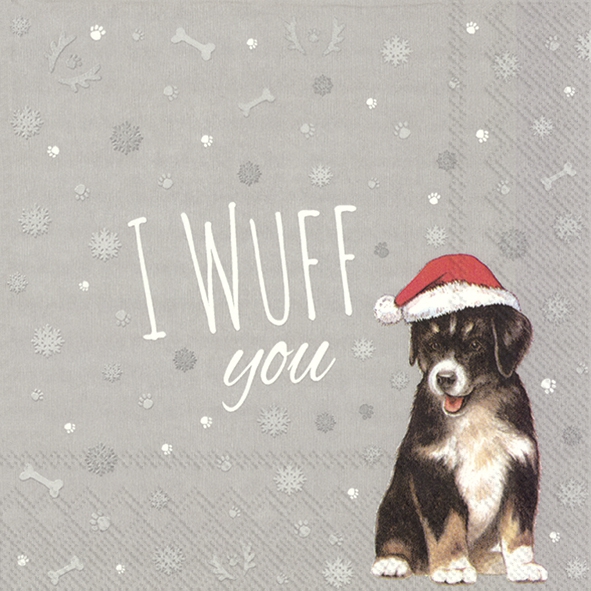 Șervețel - I Wuff You - 33x33 cm 1 Șervețel - I Wuff You - 33x33 cm