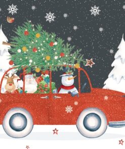 Șervețel - Red Christmas Car  - 33x33 cm