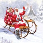 Șervețel - Santa on Sledge - 33x33 cm