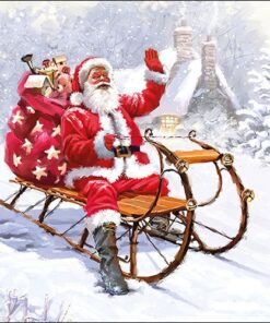 Șervețel   - Santa on Sledge  - 33x33 cm