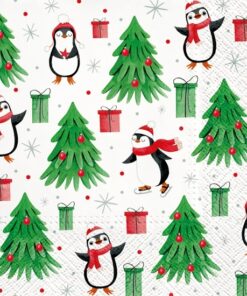 Șervețel  – Christmas Penguins – 33×33 cm