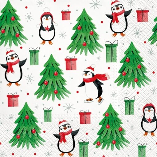 Șervețel – Christmas Penguins – 33×33 cm 1