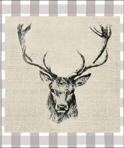 Șervețel - Checked Stag Head Brown - 33x33 cm