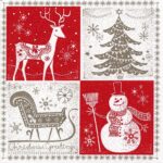 Șervețel - Christmas Greetings red taupe - 33x33 cm Șervețel - Christmas Greetings red taupe - 33x33 cm