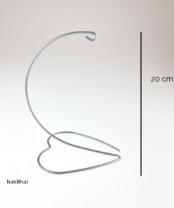Suport metalic decorativ inimă - argintiu – h20 cm