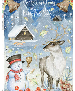 Hârtie de orez – Merry Christmas  blue – A4