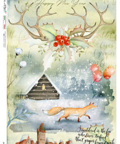 Hârtie de orez – Merry Christmas  green – A4