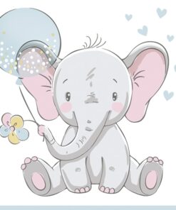 Șervețel - Baby Elephant with Blue Balloon - 33x33 cm