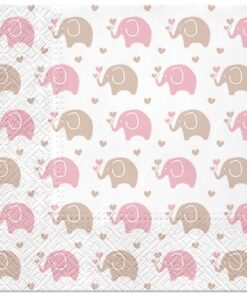 Șervețel - Baby Elephants (pink) - 33x33 cm