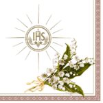 Șervețel - Communion Lilies pink - 33x33 cm