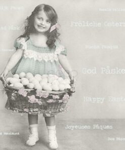 Șervețel - Easter Girl with Egg Basket - 33x33 cm