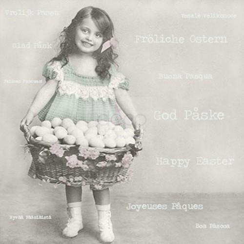 Șervețel - Easter Girl with Egg Basket - 33x33 cm 1 Șervețel - Easter Girl with Egg Basket - 33x33 cm