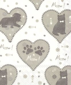 Șervețel - Meow Meow grey - 33x33 cm