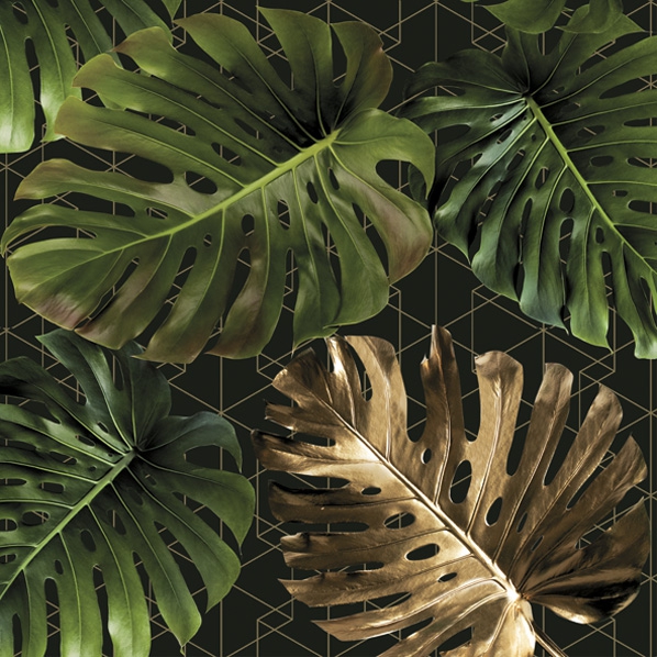 Șervețel - Monstera on a Golden Graphic - 33x33 cm 1 Șervețel - Monstera on a Golden Graphic - 33x33 cm