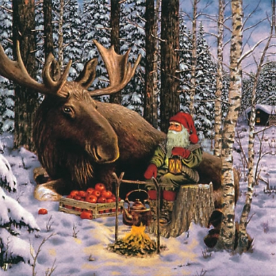 Șervețel - Nisse with Moose - 33x33 cm 1 Șervețel - Nisse with Moose - 33x33 cm