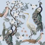 Șervețel - Peacocks and Heron - 33x33 cm