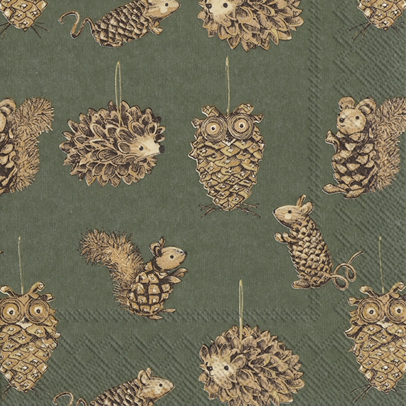 Șervețel - Pinecone Animals - 33x33 cm 1 Șervețel - Pinecone Animals - 33x33 cm