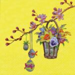Șervețel - Twig with Wicker Basket yellow - 33x33 cm