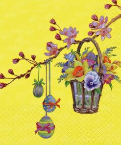 Șervețel - Twig with Wicker Basket yellow - 33x33 cm