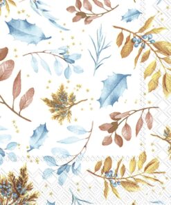 Șervețel - Warm Winter Leaves white - 33x33 cm