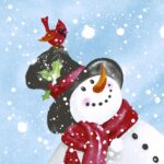 Servețel decoupage – Happy Snowman – 33×33 cm