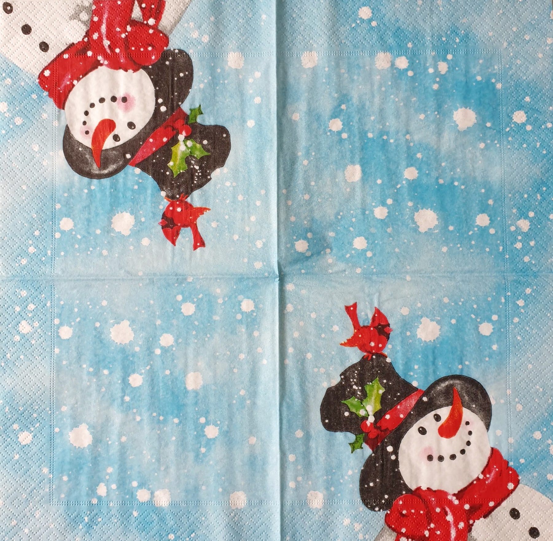 Șervețel decoupage – Happy Snowman – 33×33 cm 3 Șervețel decoupage – Happy Snowman – 33×33 cm - imagine 3
