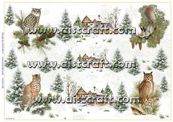 Hârtie de orez - Christmas Winter - A4 2 Hârtie de orez - Christmas Winter - A4 - imagine 2