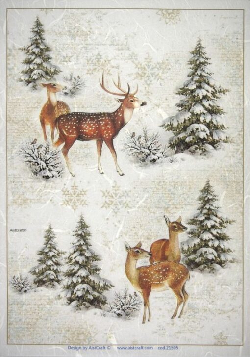 Hârtie de orez – Christmas Deer – A4 1