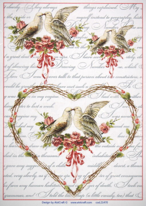 Hârtie de orez – Love birds – A4 1