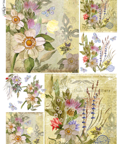 Hârtie de orez – Postcard Flowers 2 – A4
