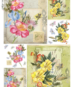 Hârtie de orez – Postcard Flowers 3 – A4