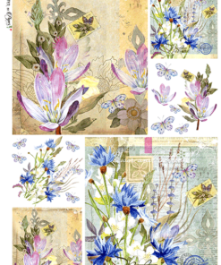 Hârtie de orez – Postcard Flowers – A4
