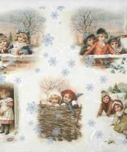 Hârtie de orez – Winter Playing – A4