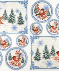 Hârtie de orez - Winter Robin & Christmas - A3