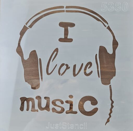Șablon - I love music - 20x20 cm