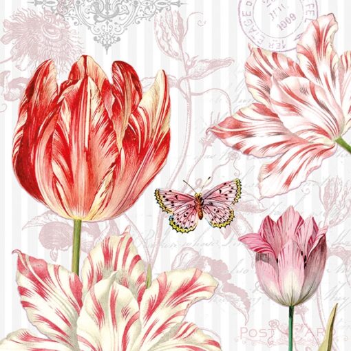 Șervețel - Tulips Postcards - 33x33 cm 1