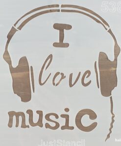 Șablon - I love music - 20x20 cm