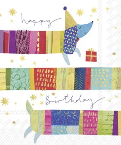 Șervețel - Birthday Dog Blue - 33x33 cm