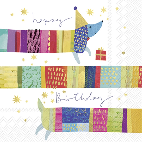 Șervețel - Birthday Dog Blue - 33x33 cm 1 Șervețel - Birthday Dog Blue - 33x33 cm