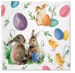 Șervețel - Bunnies with Chicken - 33x33 cm