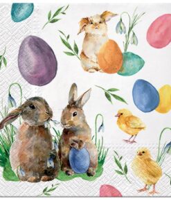 Șervețel - Bunnies with Chicken - 33x33 cm