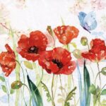 Șervețel -Poppys & Butterfly - 33x33 cm