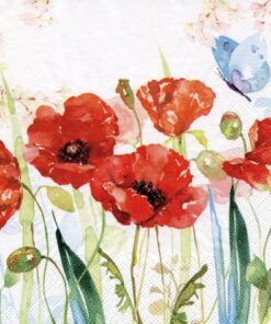 Șervețel -Poppys & Butterfly - 33x33 cm