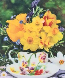 Șervețel - Yellow Bouquet in Vintage Cup - 33x33 cm
