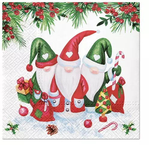 Șervețel - Christmas Gnomes - 33x33 cm 1 Șervețel - Christmas Gnomes - 33x33 cm