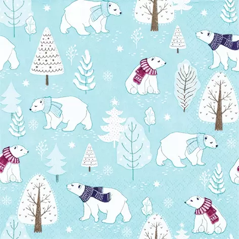 Șervețel - Cute Polar Bears - 33x33 cm 1 Șervețel - Cute Polar Bears - 33x33 cm