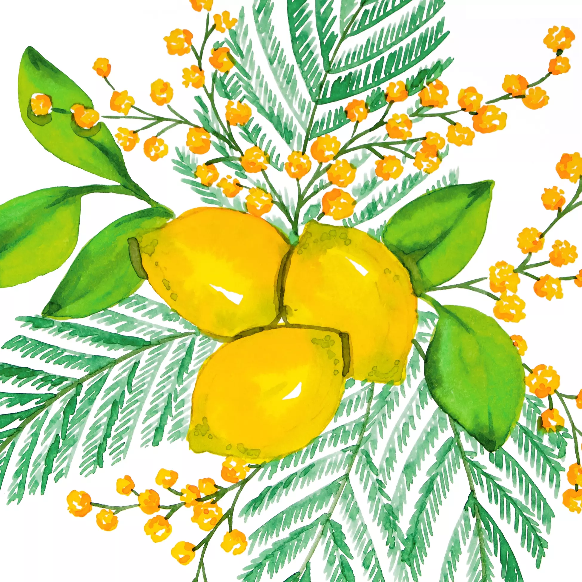 Șervețel - Lemon & Mimosa - 33x33 cm 1 Șervețel - Lemon & Mimosa - 33x33 cm