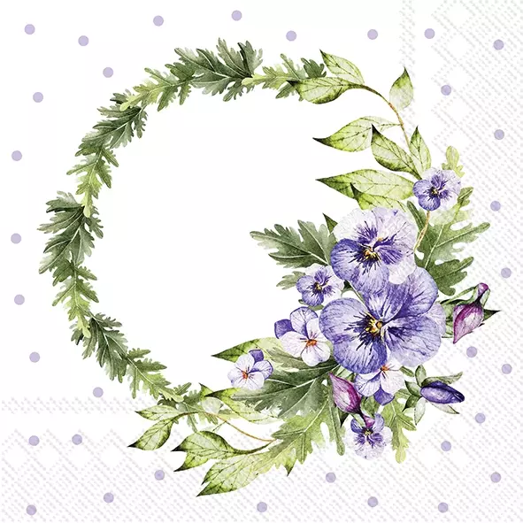 Șervețel - Pansy Wreath - 33x33 cm 1 Șervețel - Pansy Wreath - 33x33 cm